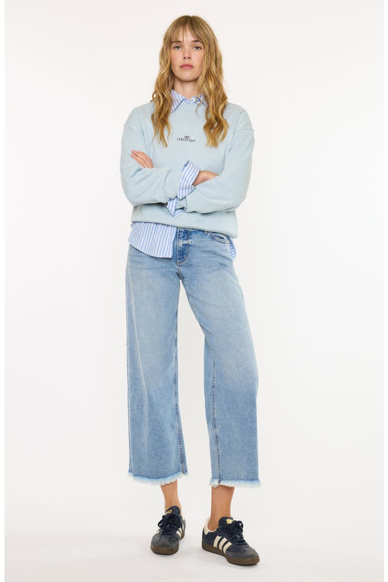 Mal Essentials Mid Rise Cropped Wide Leg Jeans, Alternate, color, Light Wash