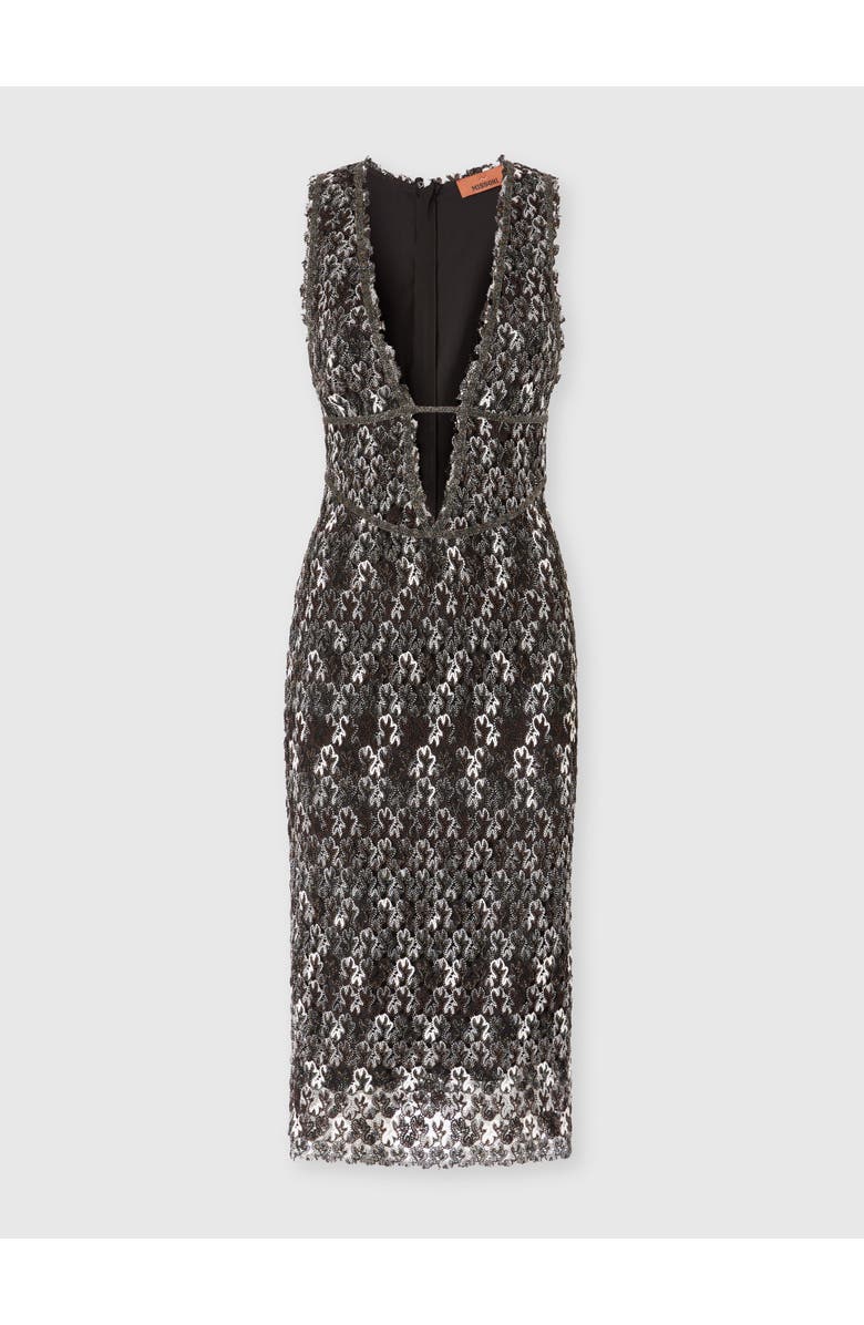 Missoni Midi Dress With V-neck And Embroidered Lace, Main, color, Black & Brown