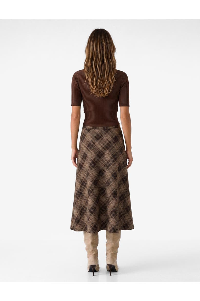 Flared Checked Skirt, Alternate, color, BROWN DESIGN