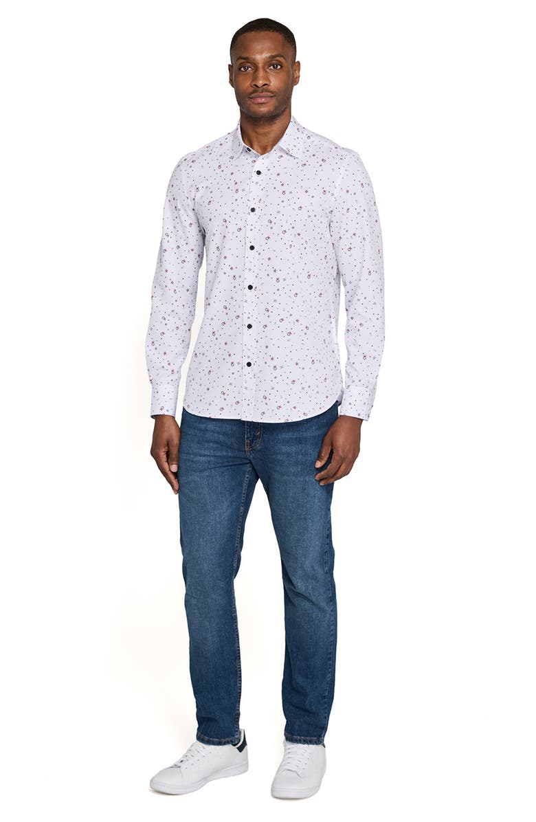 CONSTRUCT Wreath And Ornament Woven Long Sleeve Basic, Alternate, color, White/Red