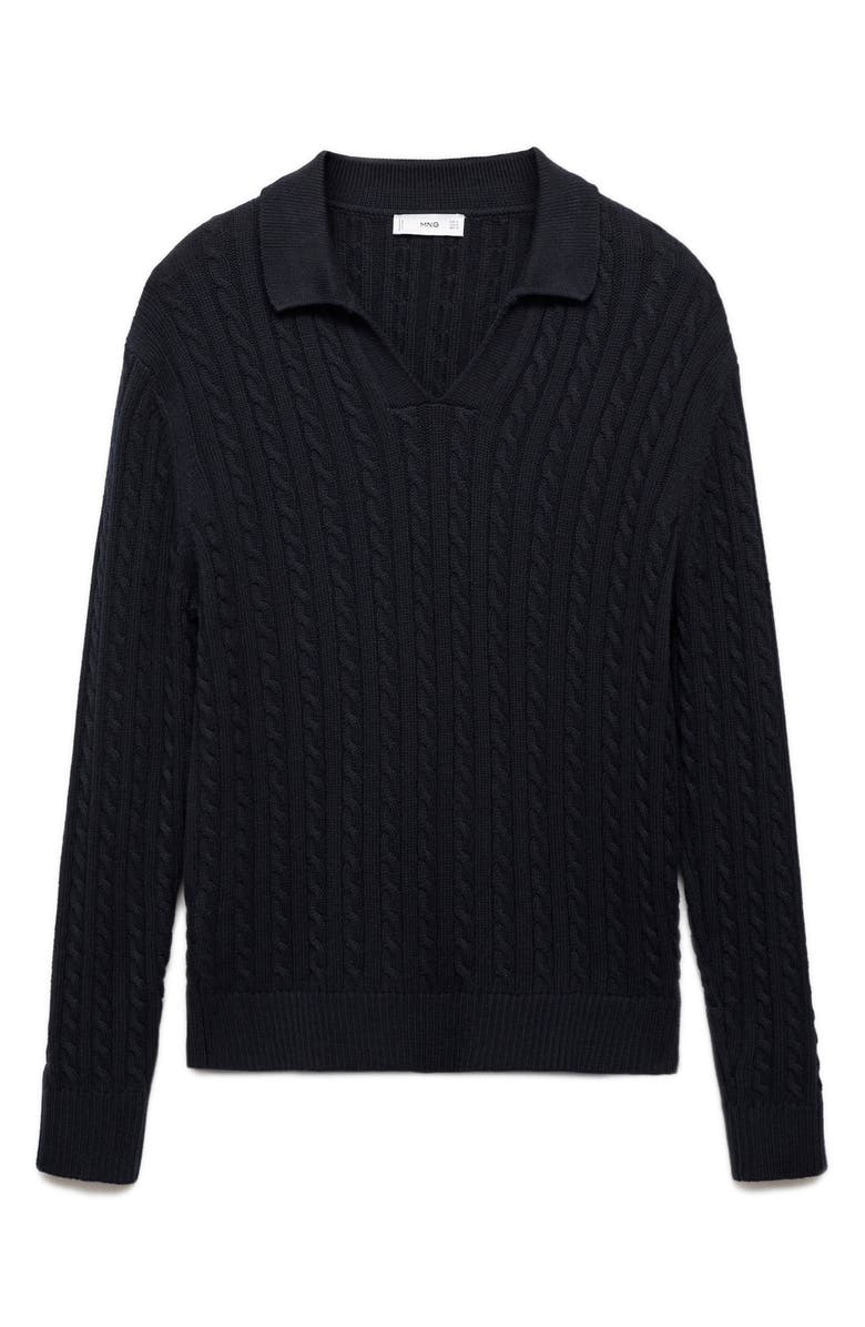 MANGO Cable Knit Polo Sweater, Alternate, color, 
