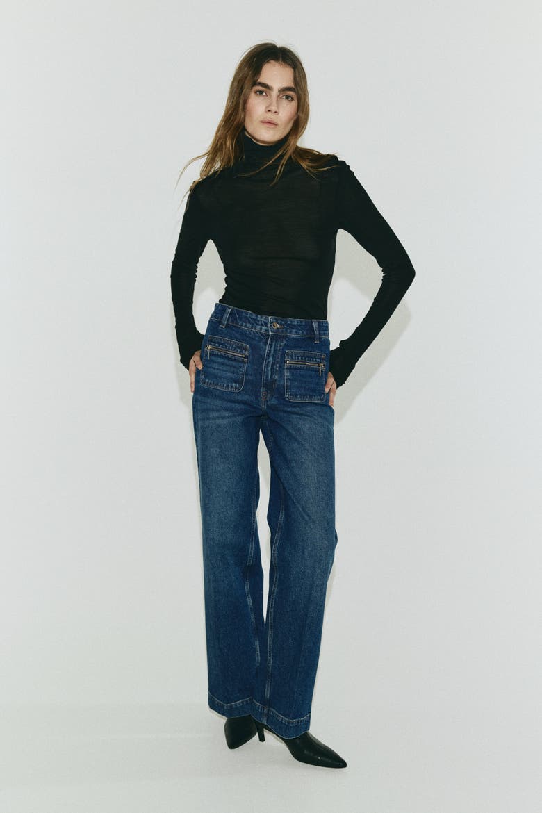 Straight High Jeans, Main, color, Denim blue