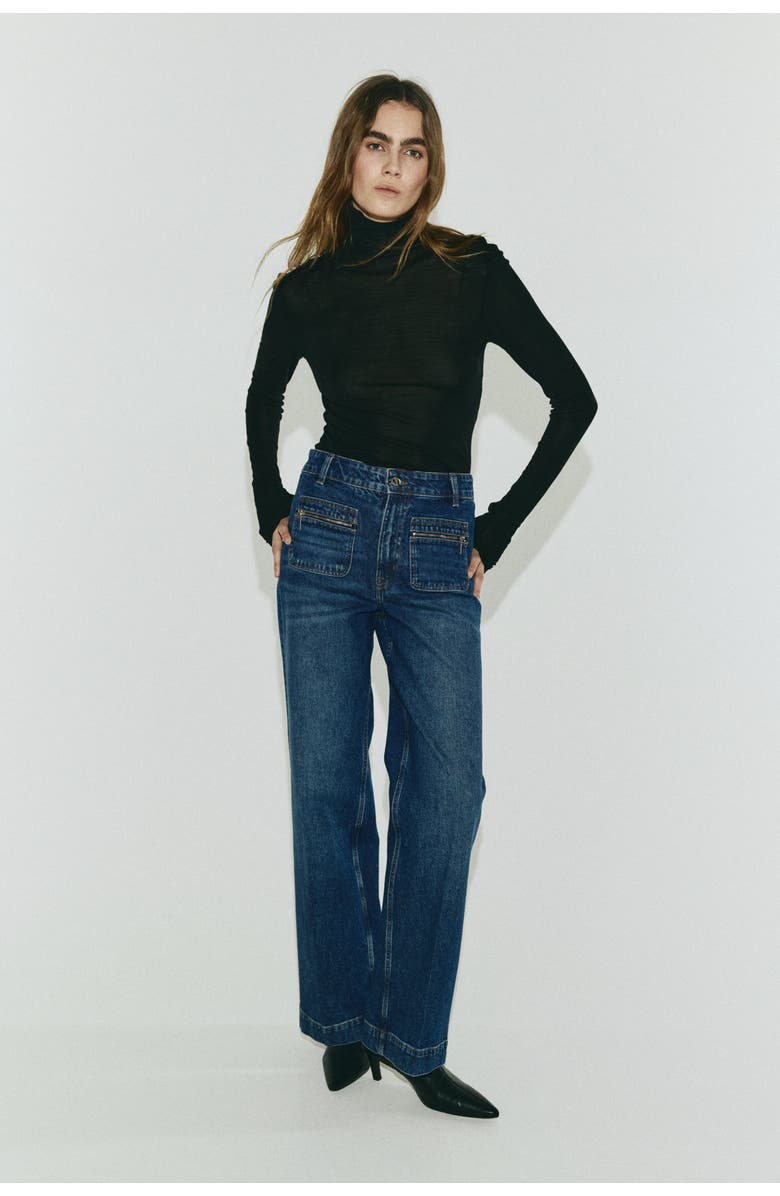 H&M Straight high jeans, Main, color, Denim Blue