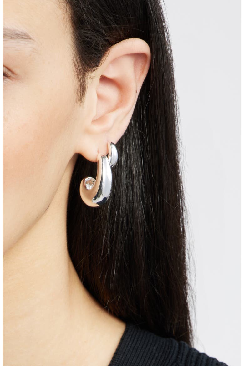 Set of 3 Wide J-Hoop Earrings, Alternate, color, SILVER