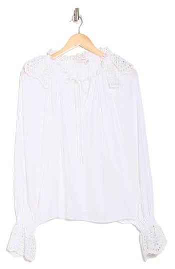 Ramy Brook Lilian Ruffle Eyelet Top In Ivory