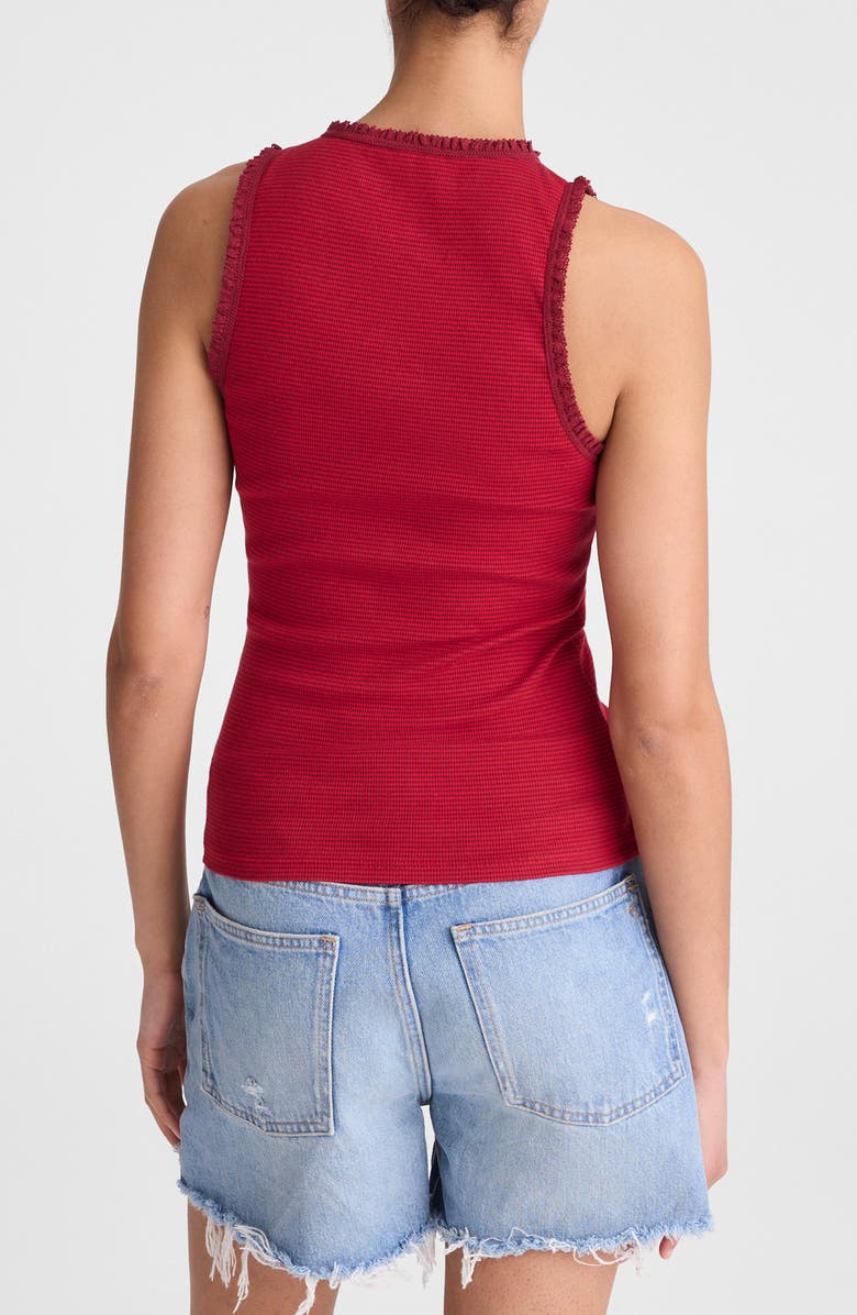 Madewell Lace Trim Rib Tank, Alternate, color, Red Currant