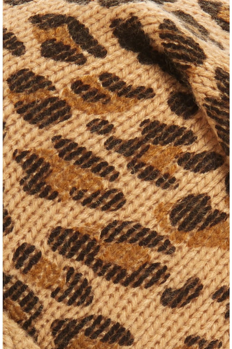 Leopard Print Slouchy Beanie, Alternate, color, CAMEL