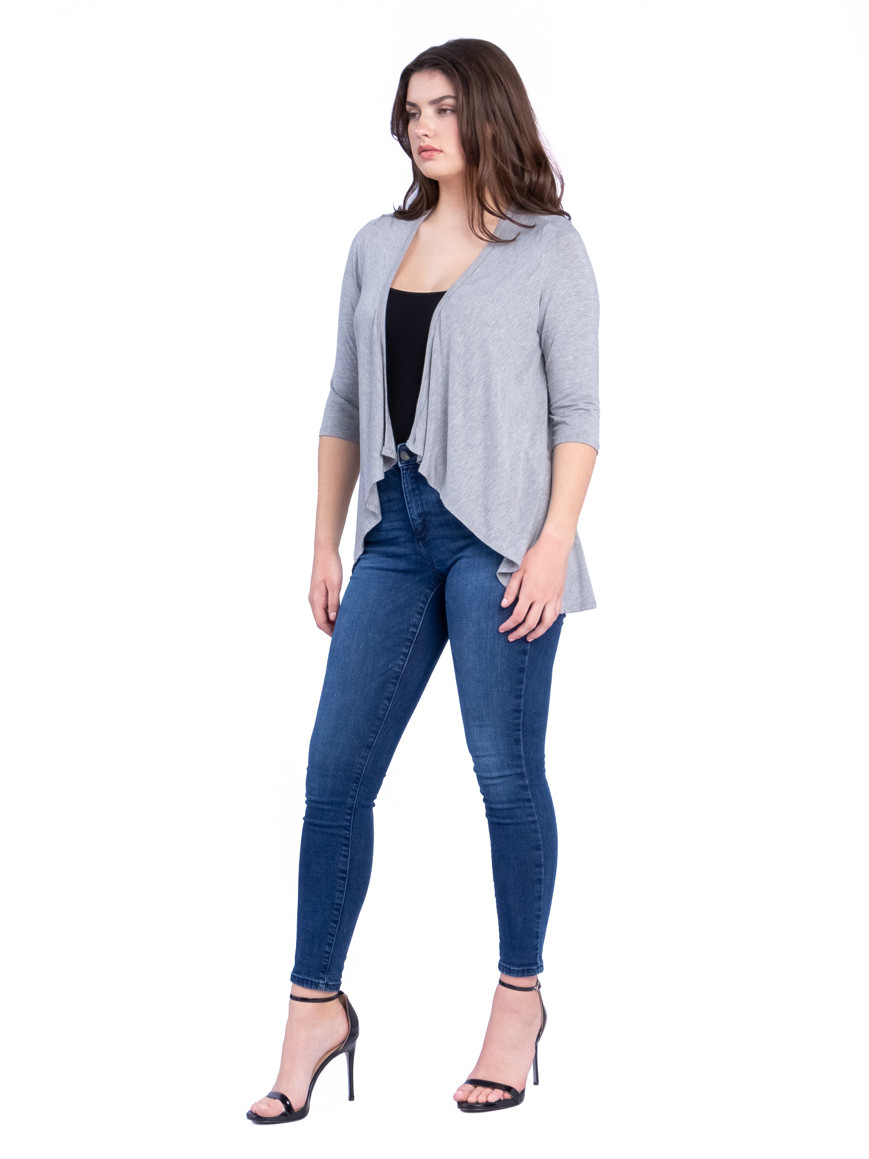 Elbow Length Sleeve Open Front Cardigan - image 4