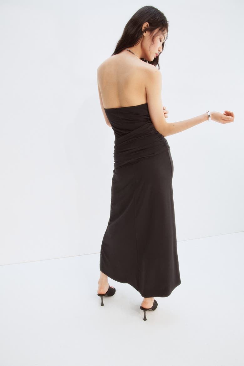 Draped Halterneck Dress, Alternate, color, Black