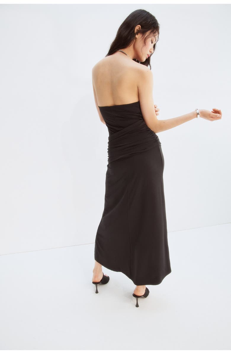 H&M Draped Halterneck Dress, Alternate, color, Black