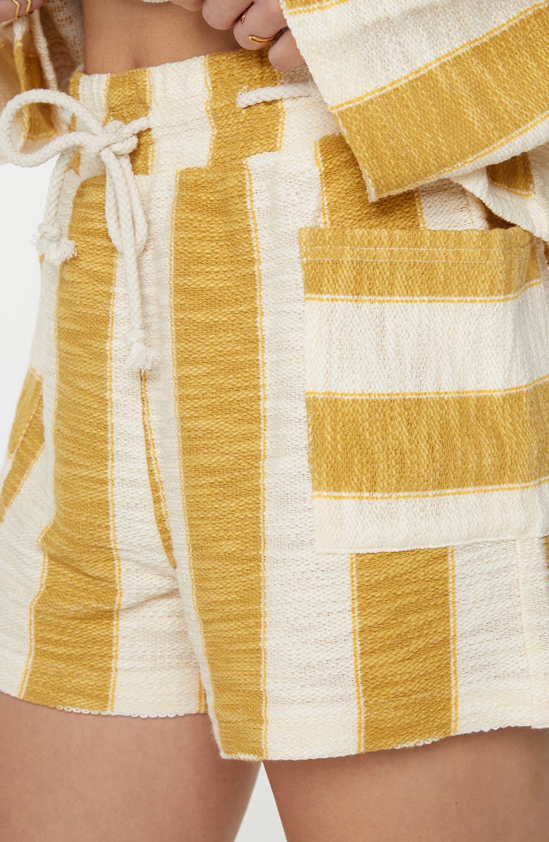 Roxy Sunny Coast Stripe Cotton Blend Shorts, Alternate, color, Amber Gold Jungle Beach Stripe