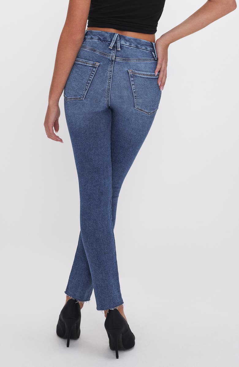 Good American Good Legs Raw Hem Cigarette Jeans, Alternate, color, Indigo613