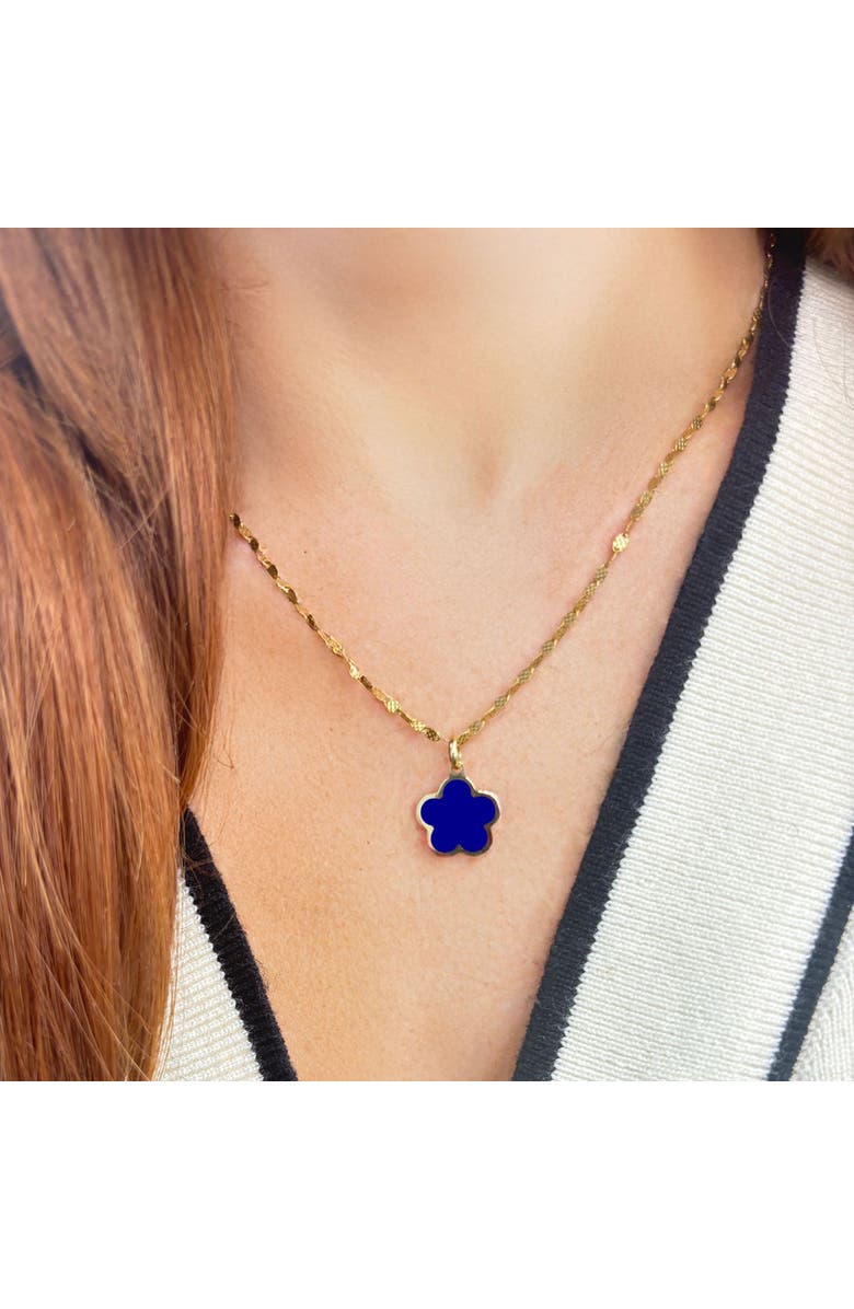 The Lovery Fine Jewelry Lapis Flower Charm, Alternate, color, Lapis