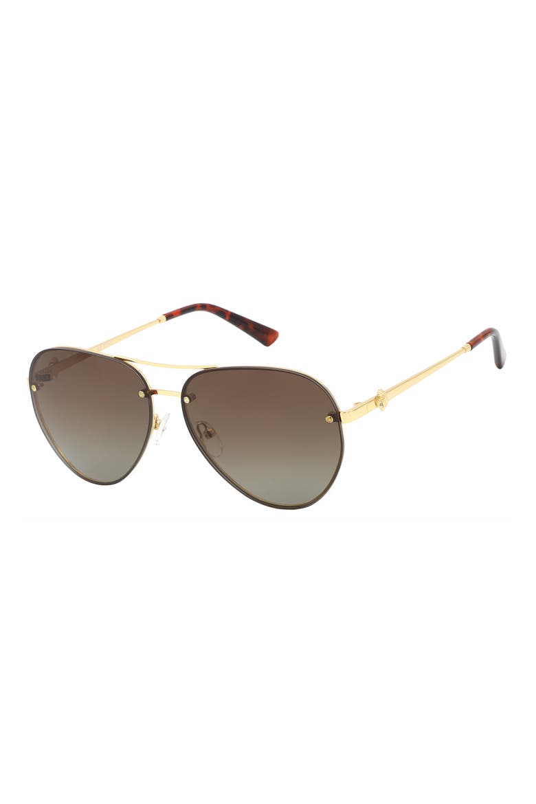 60mm Gradient Polarized Pilot Sunglasses, Alternate, color, GOLD/ BROWN