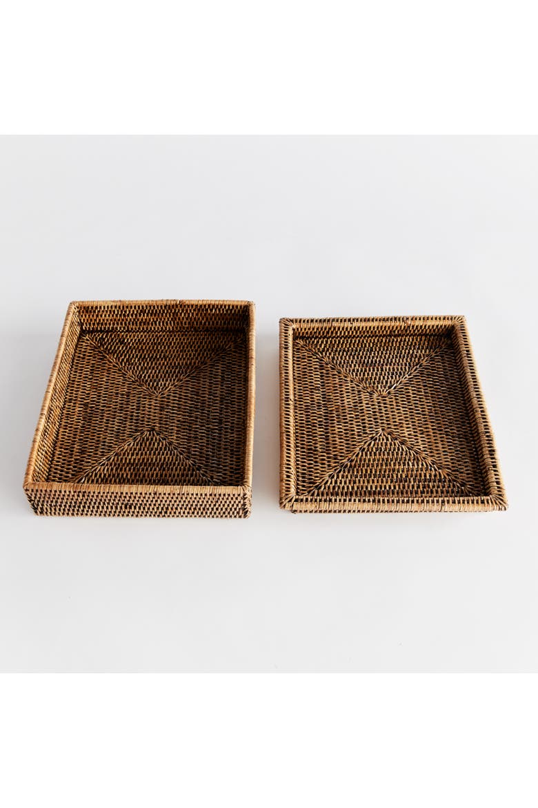 Burma Rattan Lidded Letter Storage Decorative Tray, Alternate, color, Brown