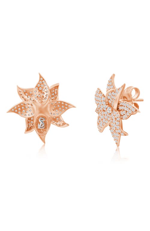 Suzy Levian Cubic Zirconia Flower Stud Earrings
