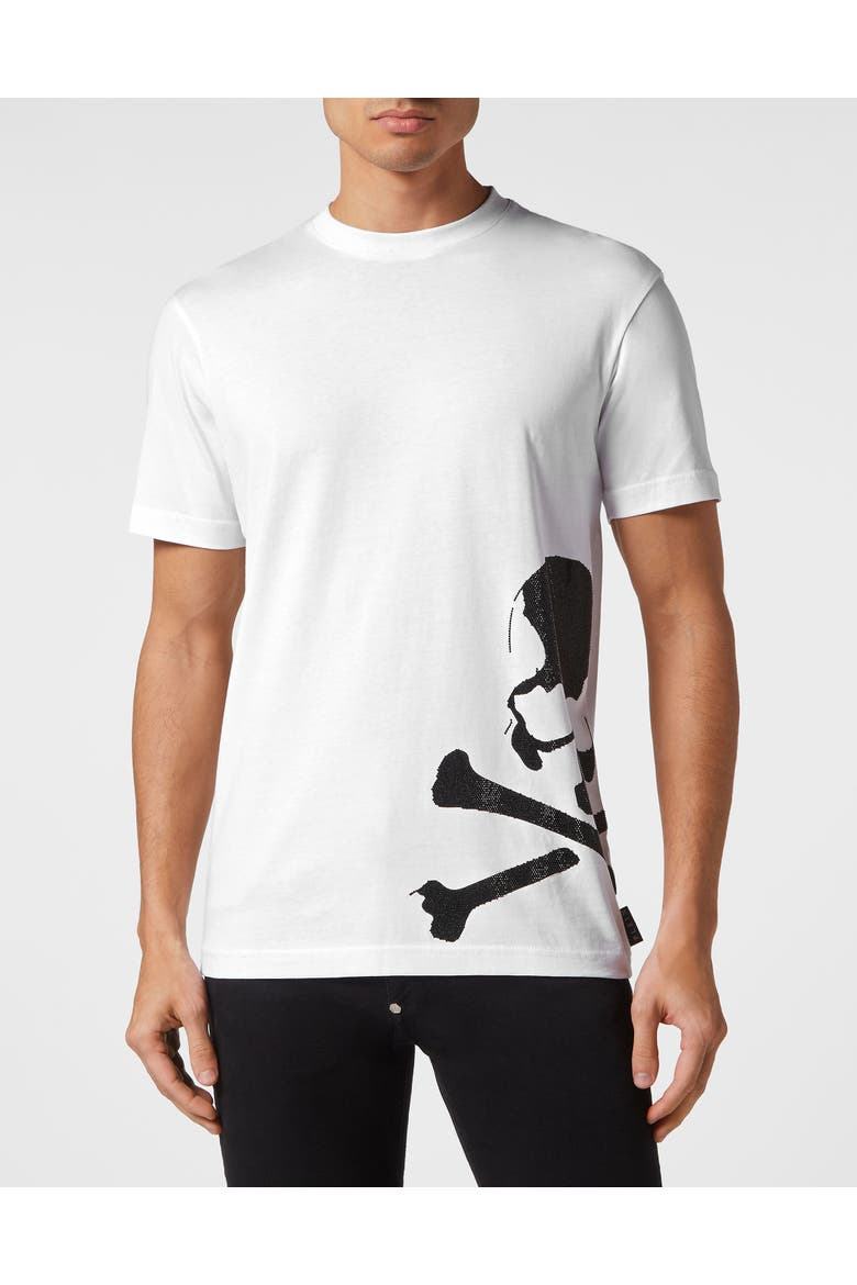 T-Shirt Round Neck Tattoo Men, Main, color, white