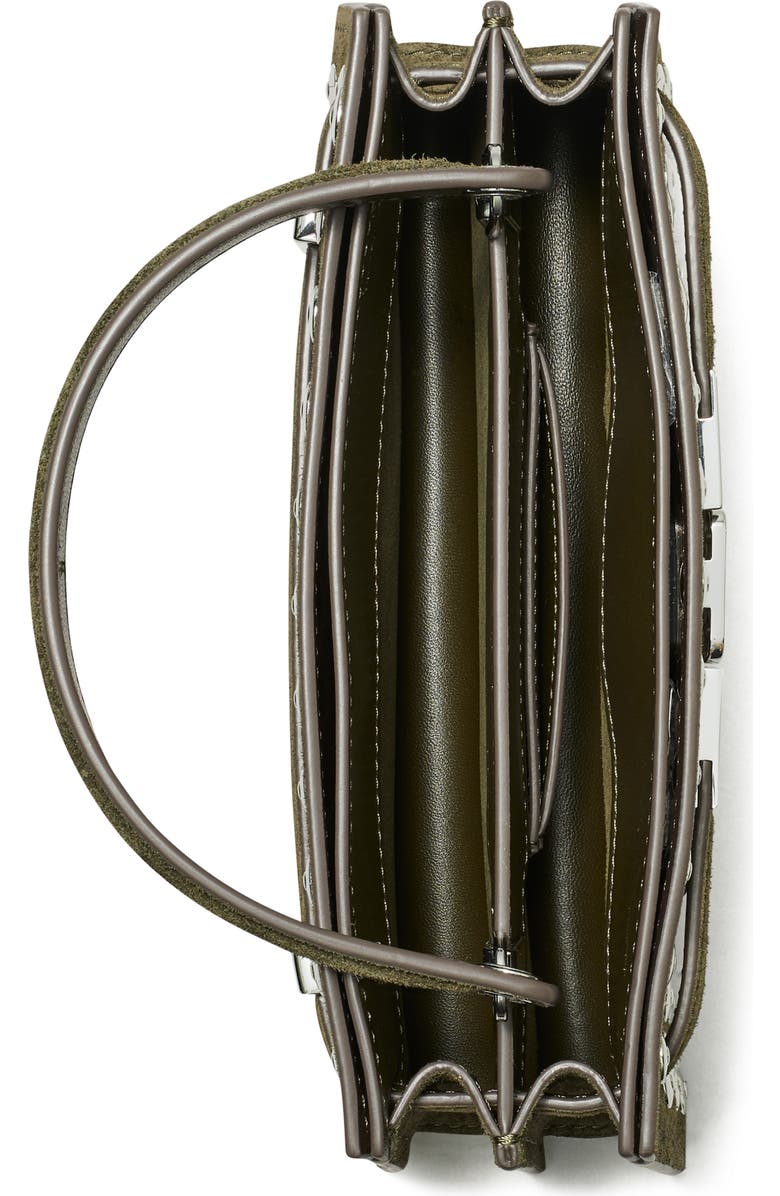 Tory Burch Petite Lee Radziwill Studded Suede Double Bag, Alternate, color, Dark Green