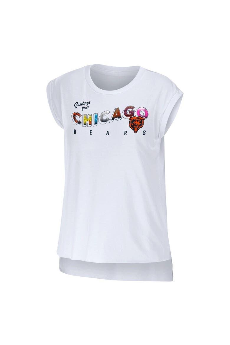 Women's WEAR by Erin Andrews White Chicago Bears Greetings From Muscle T-Shirt, Alternate, color, White