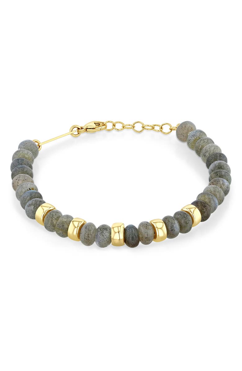 Zoë Chicco Beaded Labradorite Bracelet, Main, color, Yellow Gold