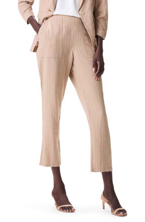 Nic + Zoe Central Park Pinstripe Linen Blend Ankle Pants In Multi
