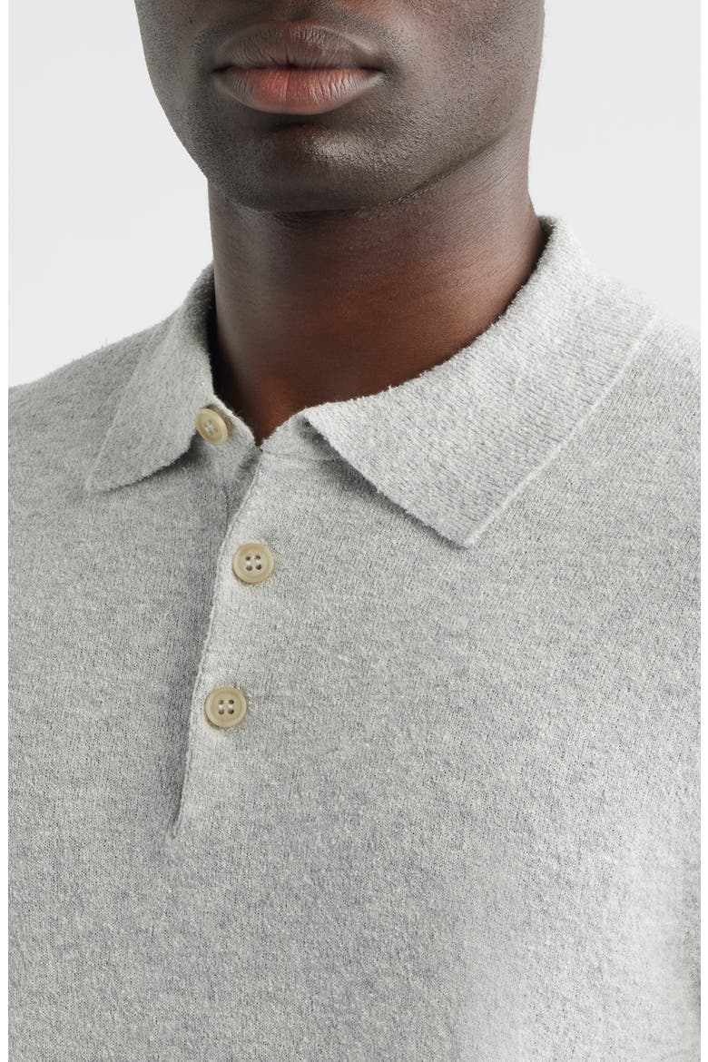 Solid Bouclé Polo, Alternate, color, SILVER