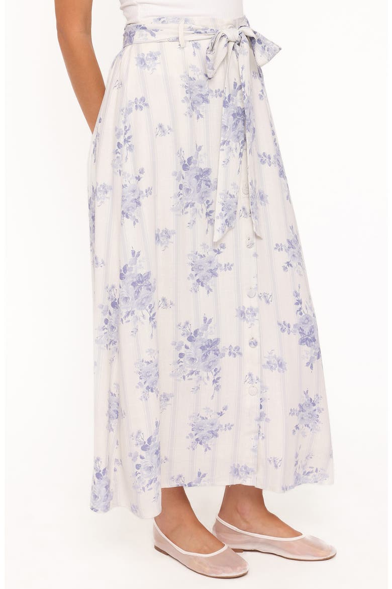 Xander Tie Waist Cotton & Linen Maxi Skirt, Alternate, color, LILAC FLORAL