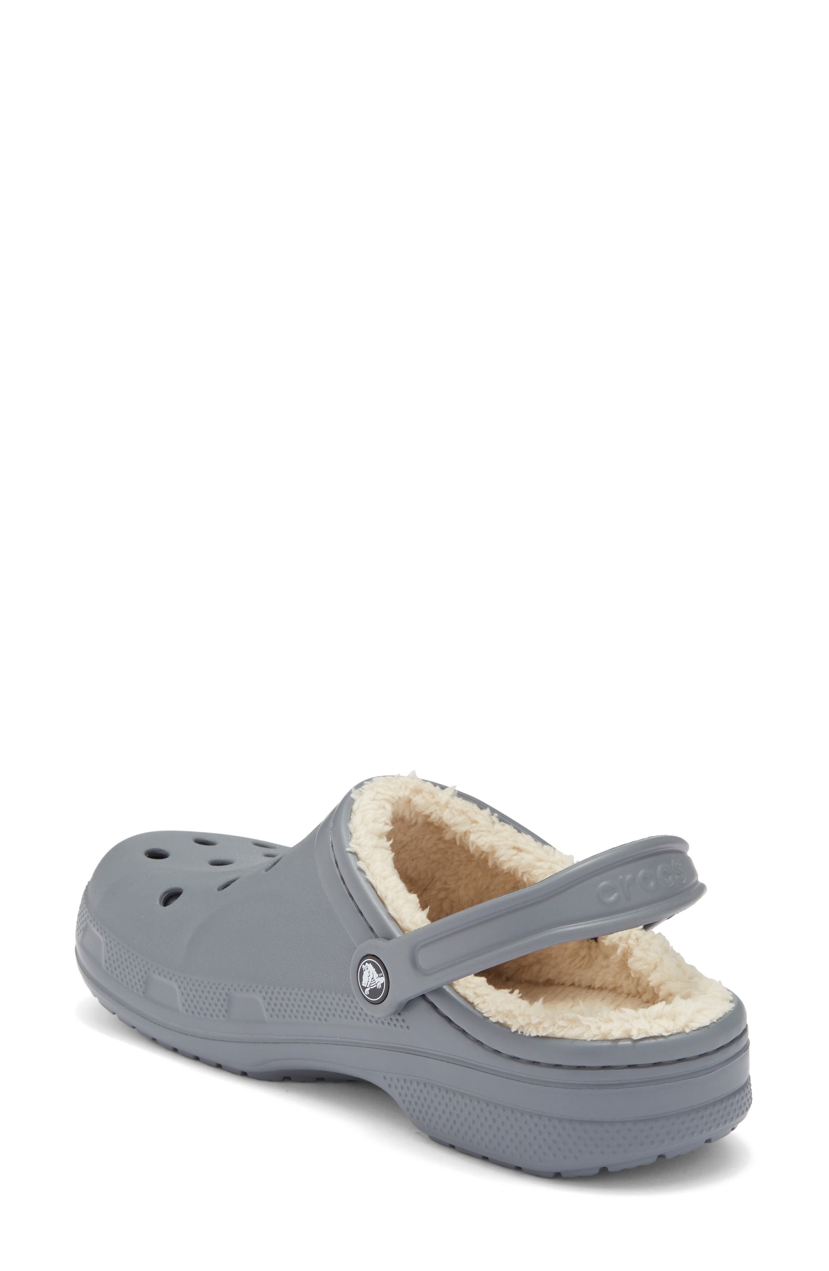 CROCS Baya Faux Shearling Lined Clog, Alternate, color, Charcoal