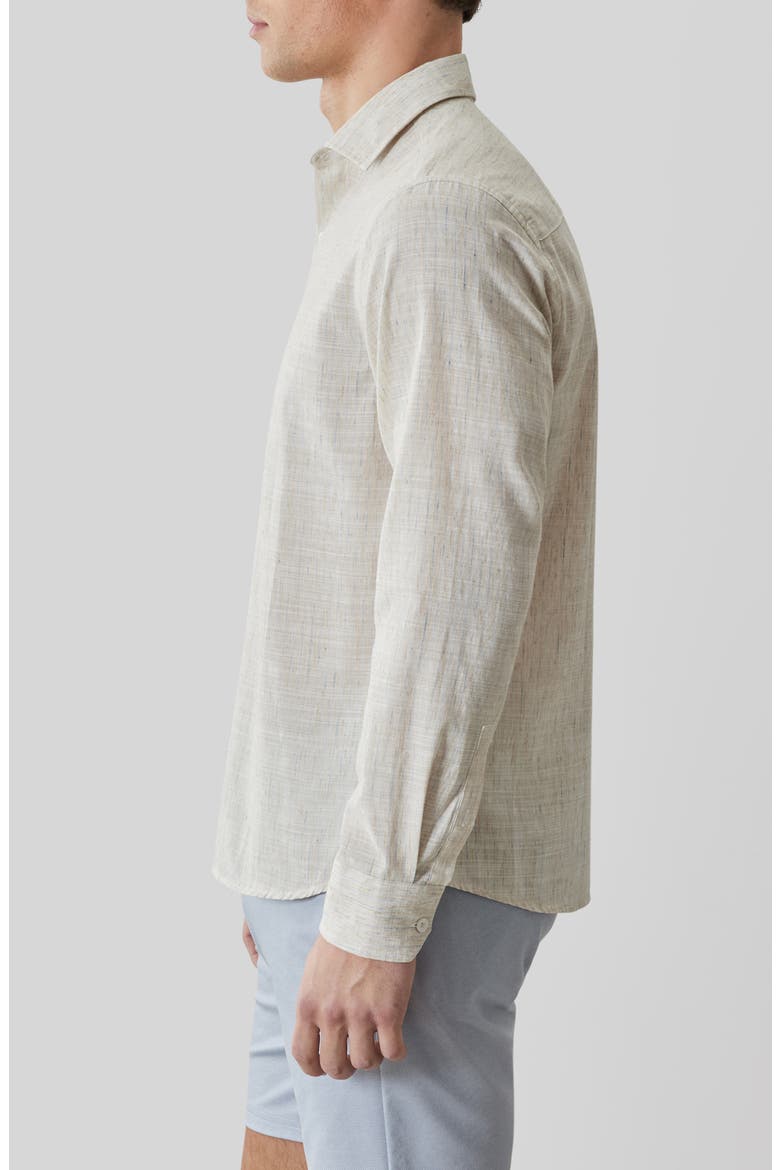 Junpeli Cotton & Linen Blend Button-Up Shirt, Alternate, color, STRING