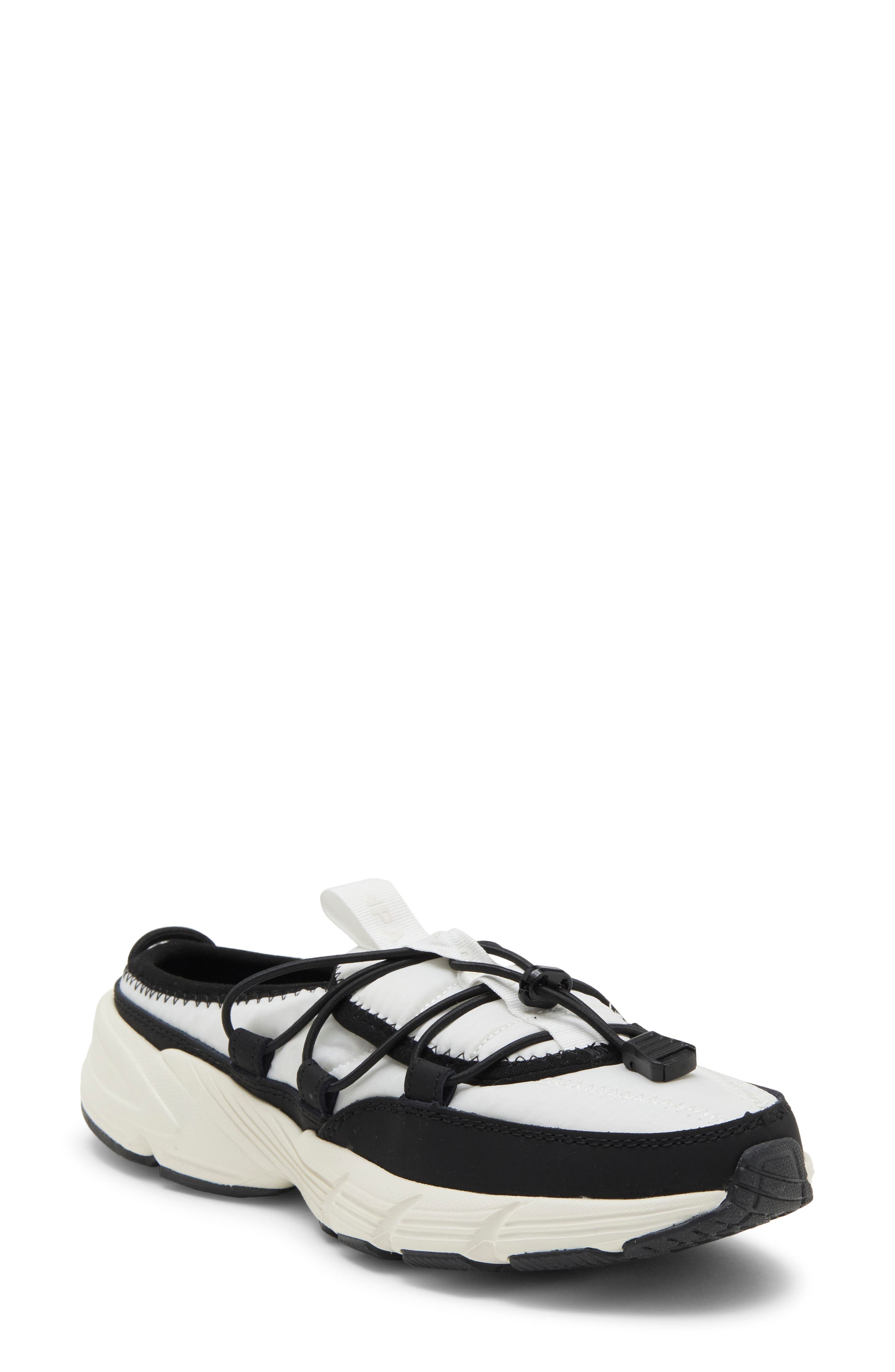 Litebase Leather & Textile Mule, Main, color, WHITE/ BLACK