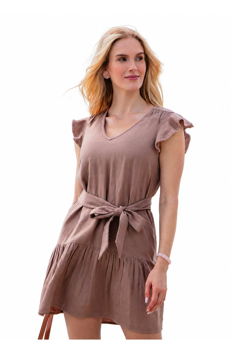 Cabana Life Gauze Tie Waist Dress, Main, color, Brown