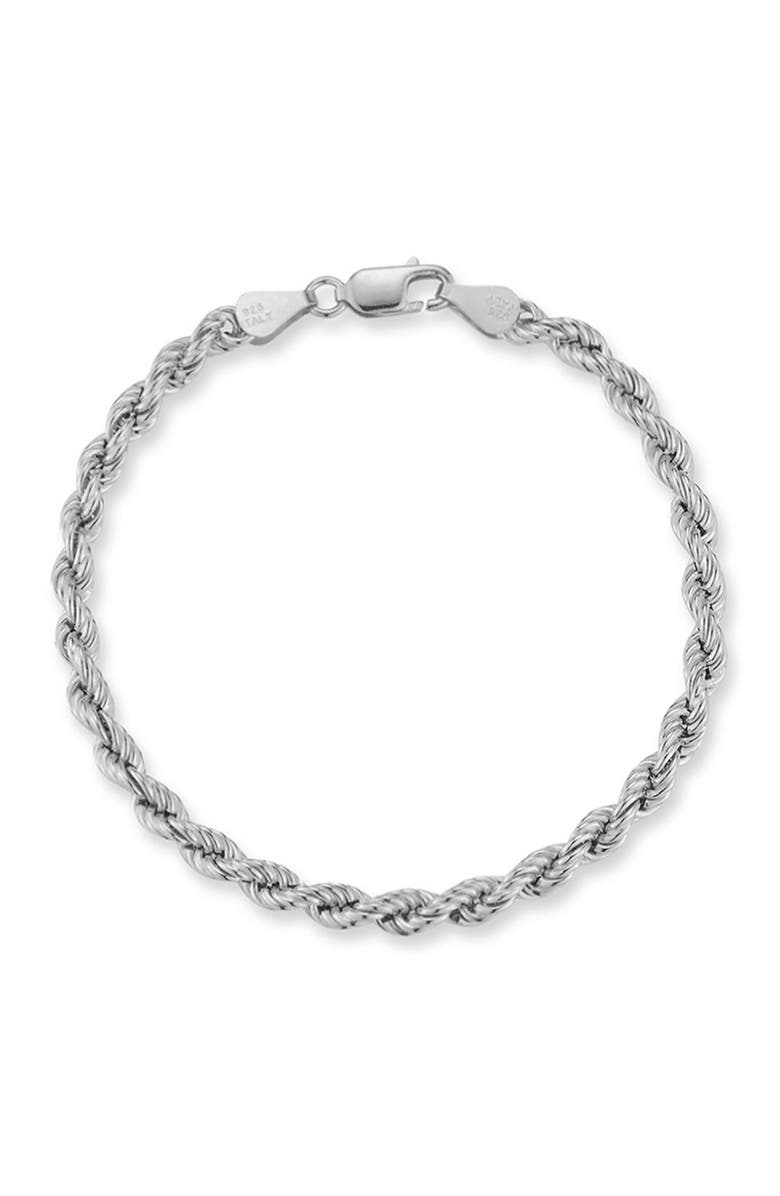 GLAZE JEWELRY Sterling Silver Rope Bracelet, Main, color, Silver