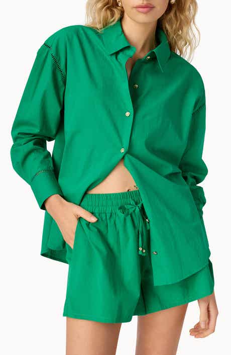 Sumayya Oversize Ladder Stitch Inset Cotton Button-Up Shirt