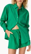 CAMI NYC Sumayya Oversize Ladder Stitch Inset Cotton Button-Up Shirt