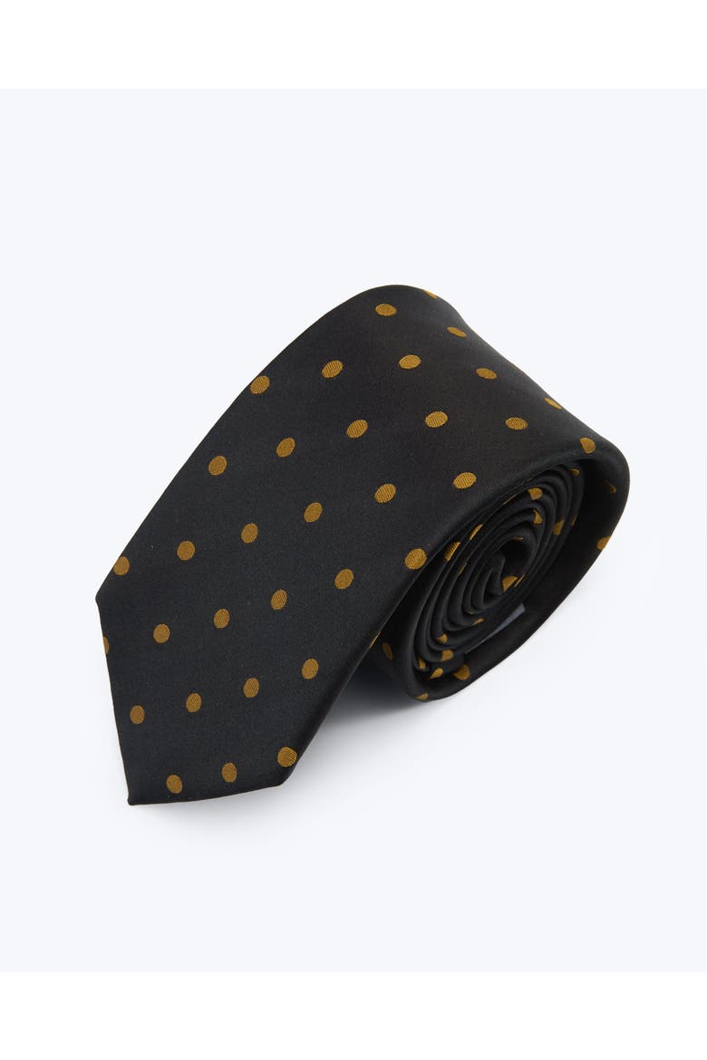 Polka Dot Silk Jacquard Tie, Main, color, Black & Gold