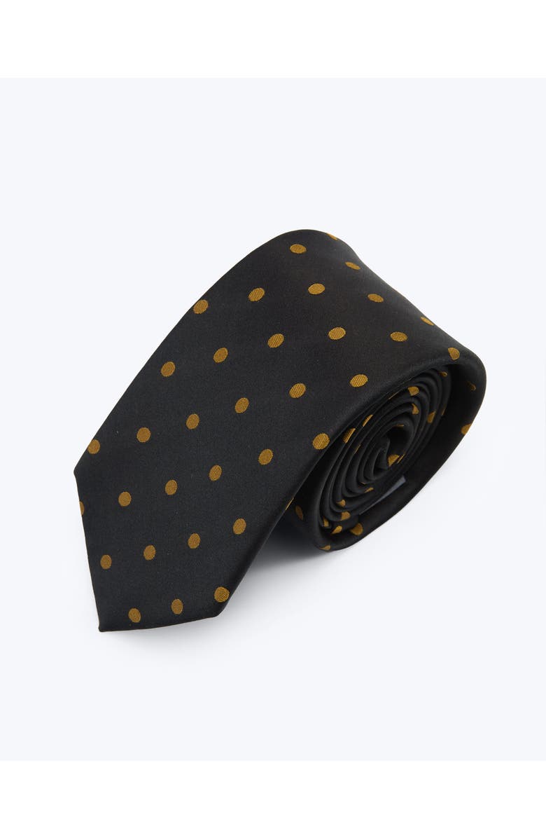 Knottery & Co Polka Dot Silk Jacquard Tie, Main, color, Black & Gold