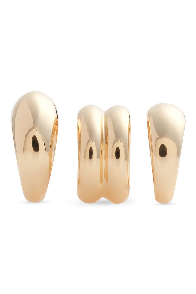 Set of 3 Domed Rings, Alternate, color, GOLD