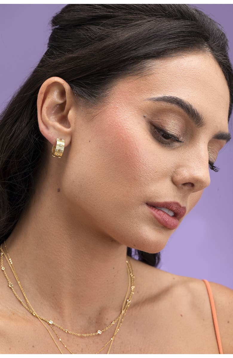 Bony Levy 14K Gold Textured Hoop Earrings, Alternate, color, 