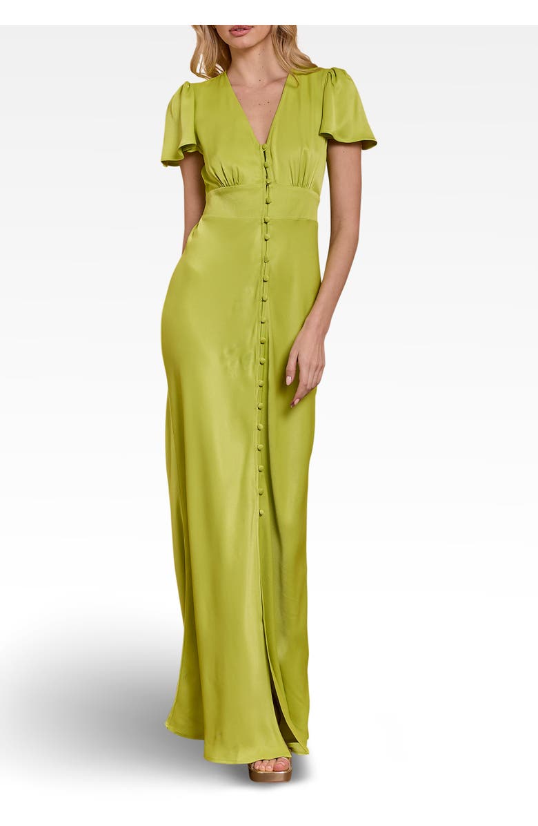 Maids to Measure Chelsea Satin V-Neck Bridesmaid Dress, Alternate, color, Lime