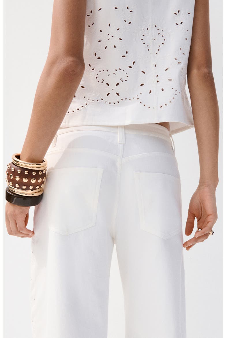 Openwork Embroidered Balloon Jeans, Alternate, color, WHITE