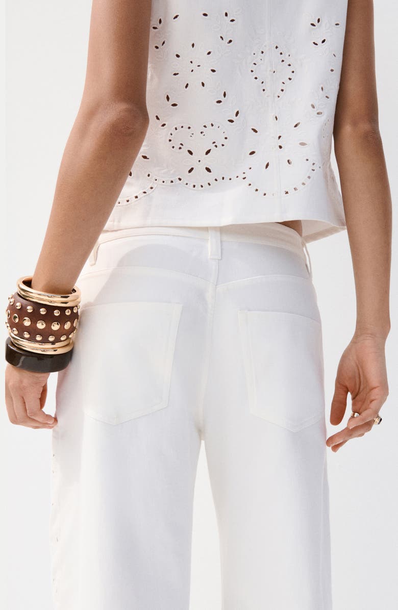 MANGO Openwork Embroidered Balloon Jeans, Alternate, color, White