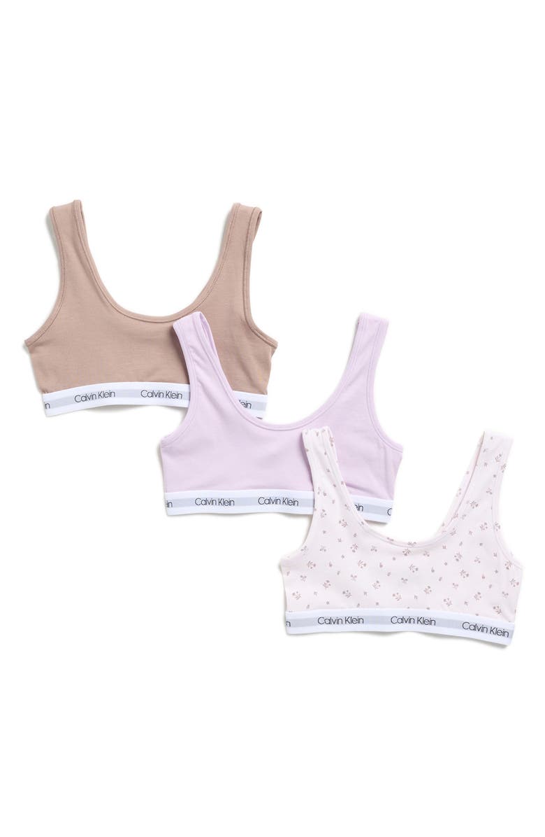 Calvin Klein Classic Bralette - Pack of 3, Main, color, Blush Floral/ Dusted Fox