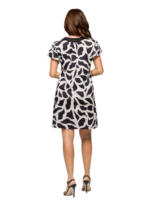 24seven Comfort Apparel Maternity Black And White Short Sleeve Scoop Neck Mini Dress