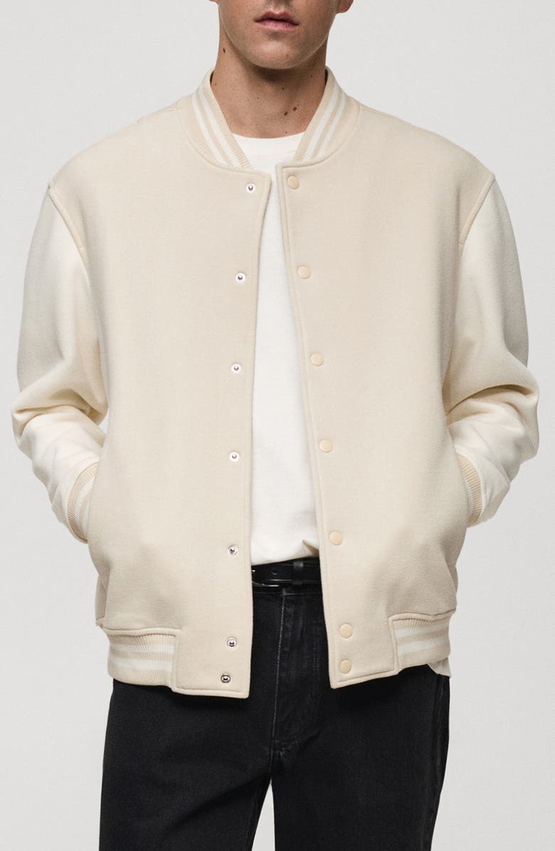 MANGO Contrasting Cotton Blend Bomber Jacket, Main, color, 