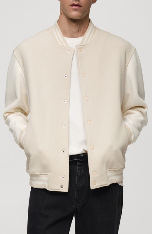 MANGO MANGO CONTRASTING COTTON BLEND BOMBER JACKET