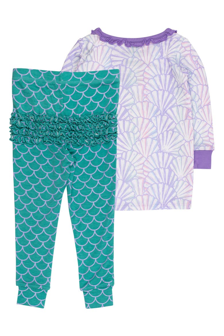 Ruffle Long Sleeve Pajama Set, Signature Rear Ruffles, Alternate, color, Magical Mermaid