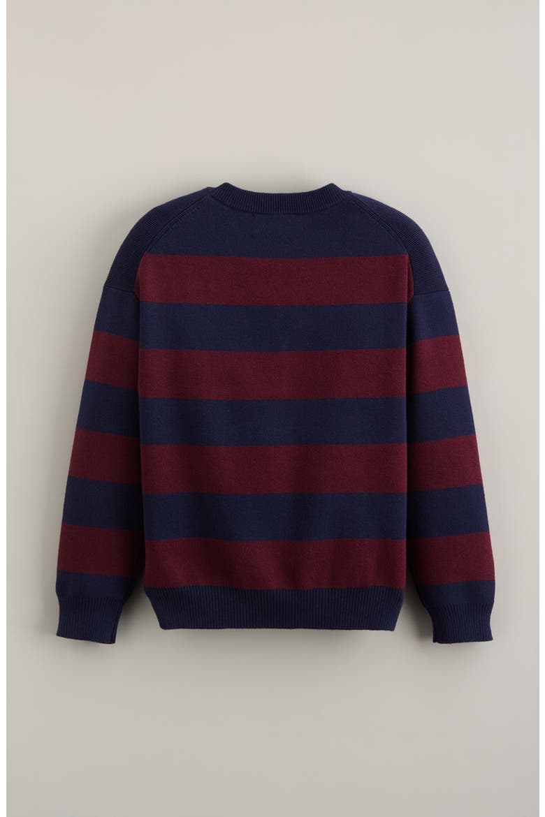 Kids' Crewneck Sweater, Alternate, color, NAVY-BURGUNDY LIL RUGBY STRIPE