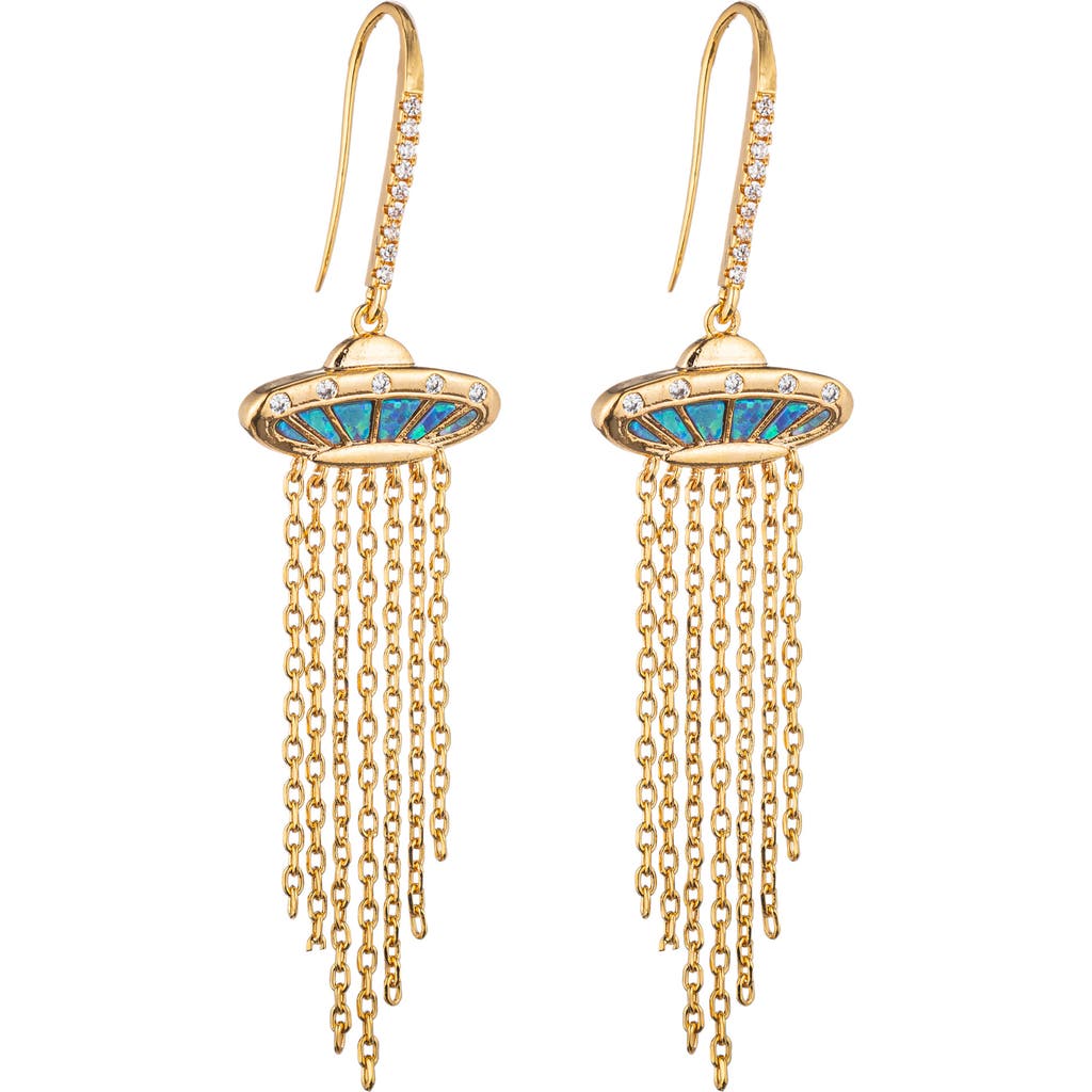 Eye Candy Los Angeles Spaceship Drop Earrings In Gold