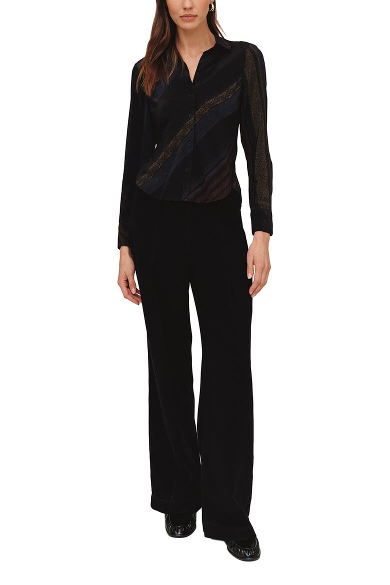Elongated Tuck Wide Leg Trousers, Alternate, color, BLACK