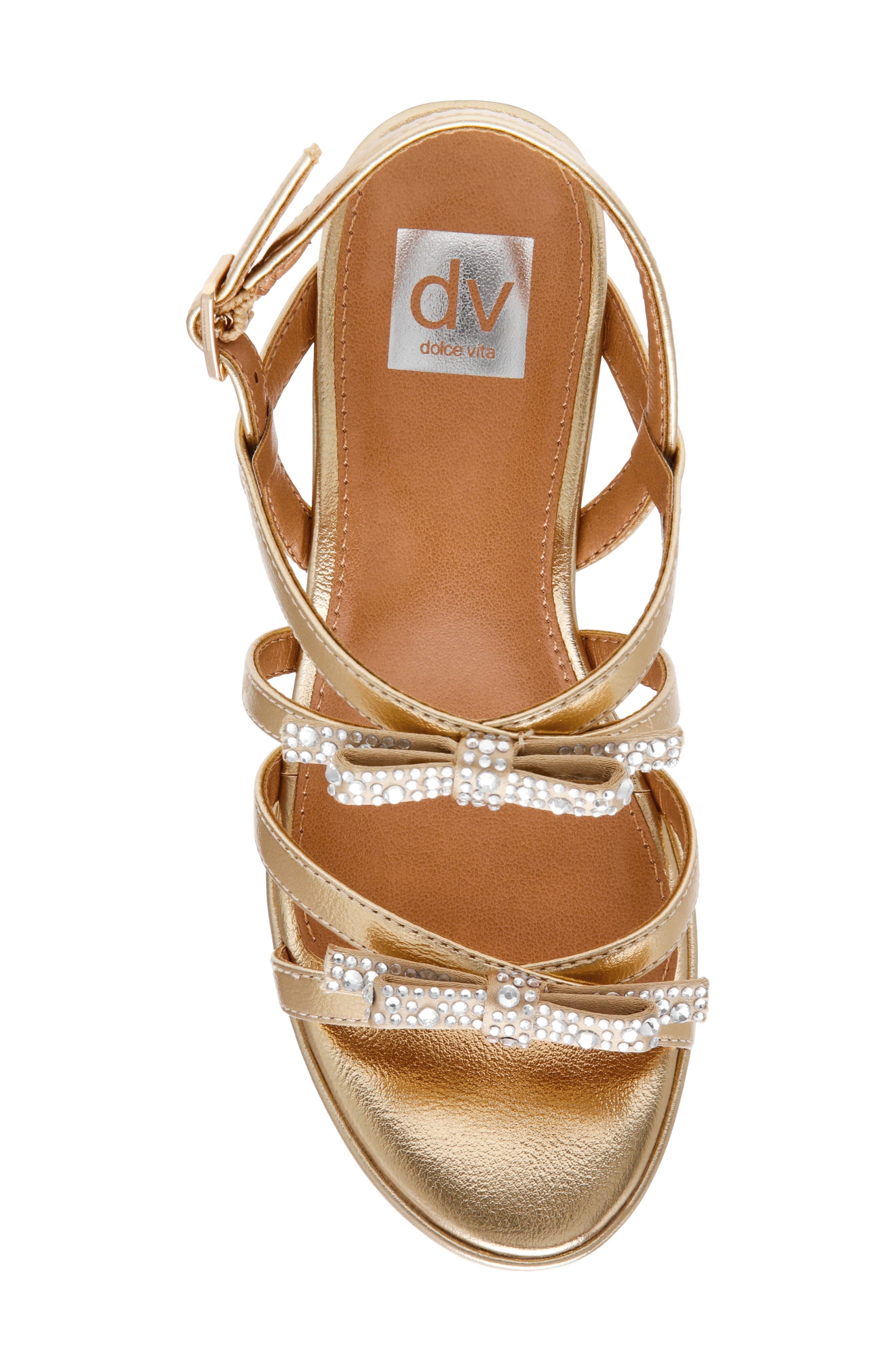 Kids' Sensy Faux Leather Bow Sandal, Alternate, color, GOLD